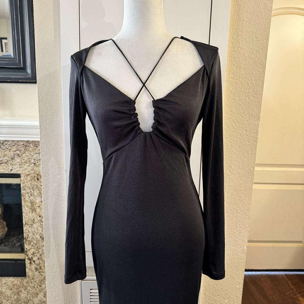 Jason Wu Black Strappy Slinky Dress Size Small Witchy Whimsigoth Dark Romantic - Picture 7 of 8